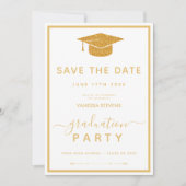 Wit en Goud Classic Afstuderen Save the Date Kaart (Voorkant)