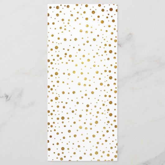 Wit en Goud Confetti Folie Bruiloft Menu Kaarten (Achterkant)