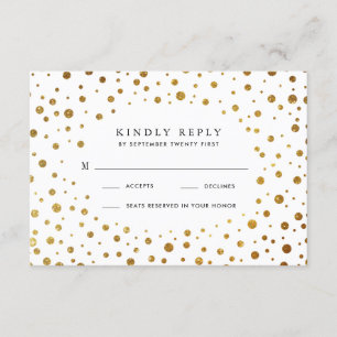 Wit en Goud Confetti Folie Bruiloft RSVP Kaarten Kaartje
