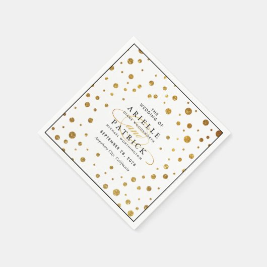 Wit en Goud Confetti Folie Bruiloft Servetten (Hoek)