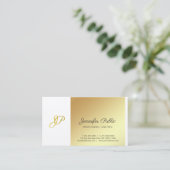 Wit en Goud Creatief Monogram Duidelijke Luxe Visitekaartje (Staand voorkant)
