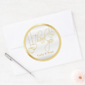 Wit en Goud Dank U Ronde Sticker (Envelop)