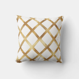 Wit en Goud Diamond Grid Sierkussen