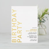 Wit en Goud | Eenvoudige moderne elke leeftijd ver Folie Uitnodiging (Staand Voorkant)