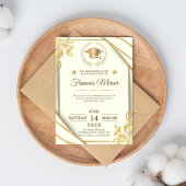 Wit en Goud Elegant Afstudeerfeest Kaart