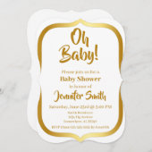 Wit en Goud Elegant Baby shower Kaart (Voorkant / Achterkant)