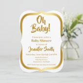 Wit en Goud Elegant Baby shower Kaart (Staand voorkant)