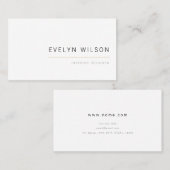 Wit en goud elegant eenvoudig modern minimalistisc visitekaartje (Voorkant / Achterkant)