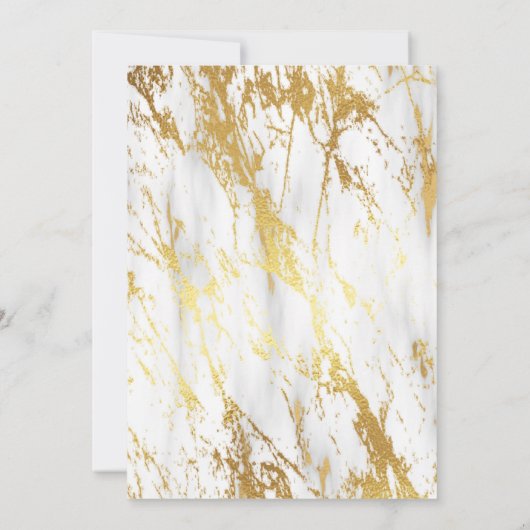 wit en Goud Elegant Luxe Chique marmeren partij Kaart (Achterkant)