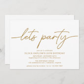 Wit en Goud | Elegant Modern Any Age Verjaardag Kaart (Voorkant / Achterkant)