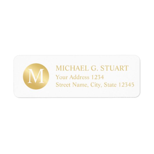 Wit en goud elegant monogram etiket (Voorkant)