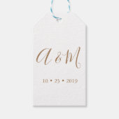 Wit en Goud Elegant Monogram Huwelijksgunst label Cadeaulabel (Voorkant)