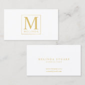 Wit en goud elegant monogram
 visitekaartje (Voorkant / Achterkant)