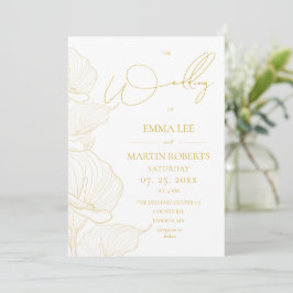 Wit en goud elegante bloem huwelijks- kaart