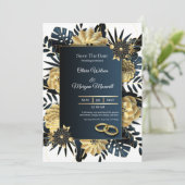 Wit en goud elegante bruiloft kaart (Staand voorkant)