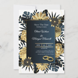 Wit en goud elegante bruiloft kaart