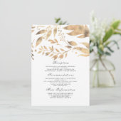 Wit en Goud Fall Wedding Informatie Gast Informatiekaartje (Staand voorkant)