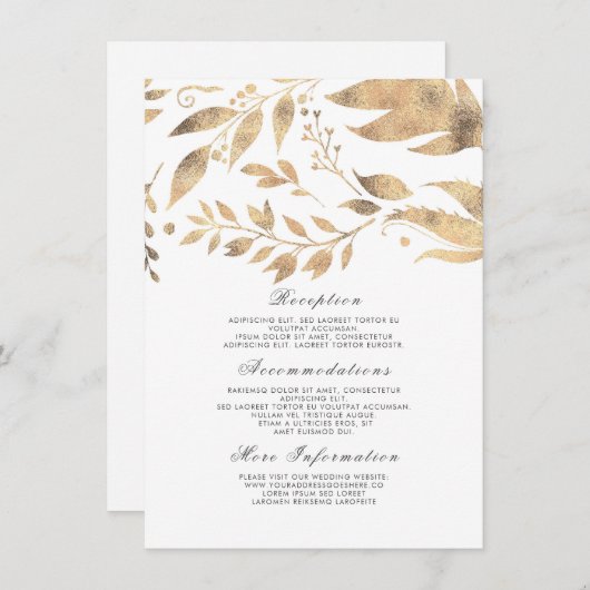 Wit en Goud Fall Wedding Informatie Gast Informatiekaartje (Voorkant / Achterkant)