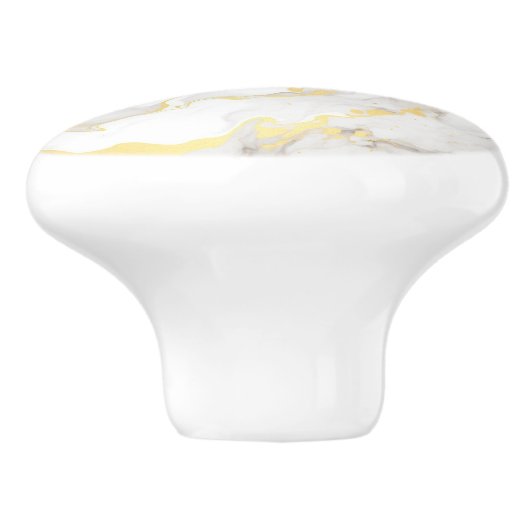 Wit en goud Faux Marble Keramische Knop (Zijkant)