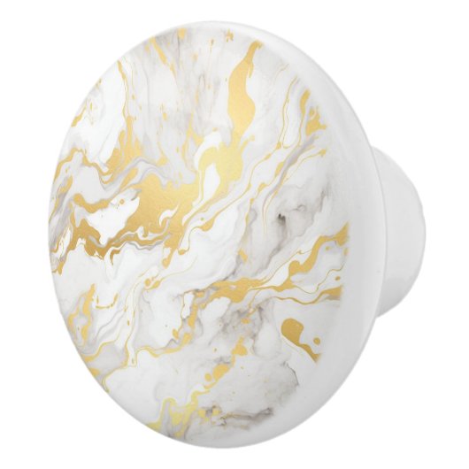 Wit en goud Faux Marble Keramische Knop (Rechts)