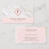 Wit en goud faux marmer massief roze visitekaartje (Voorkant / Achterkant)