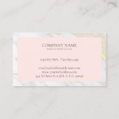 Wit en goud faux marmer massief roze visitekaartje (Achterkant)