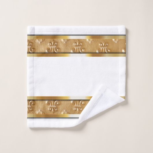 Wit en Goud Fleur de Lis Elegant Bad Handdoek (Wasdoekje)