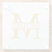 Wit en Goud Gepersonaliseerd Monogram en Naam Glazen Onderzetter (Achterkant)