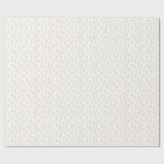 Wit en Goud Gingerbread Mannen Glitter Kerstmis Cadeaupapier (Vlak)