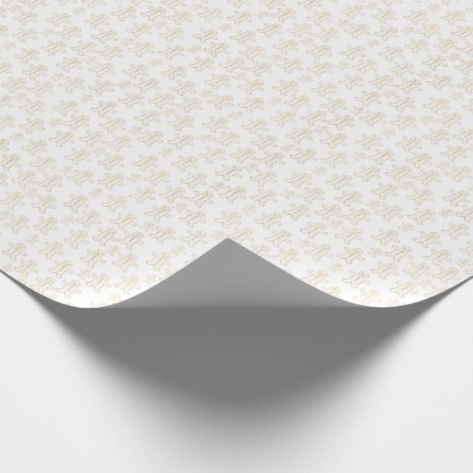 Wit en Goud Gingerbread Mannen Glitter Kerstmis Cadeaupapier (Hoek)