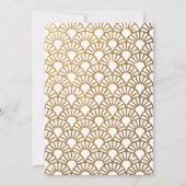 Wit en Goud Glitter Art Deco Fan Bruiloft Kaart (Achterkant)