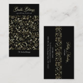 Wit en goud glitter damast visitekaartje (Voorkant / Achterkant)