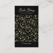 Wit en goud glitter damast visitekaartje (Voorkant)