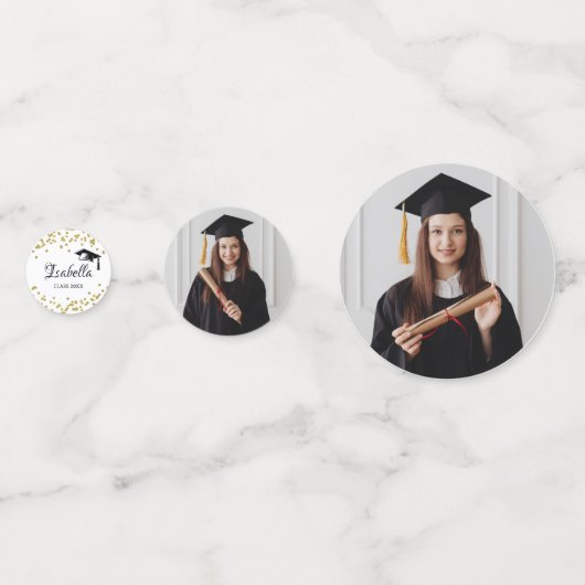 Wit en Goud Glitter Dust Afstuderen Dank U Confetti (Achterkanten)