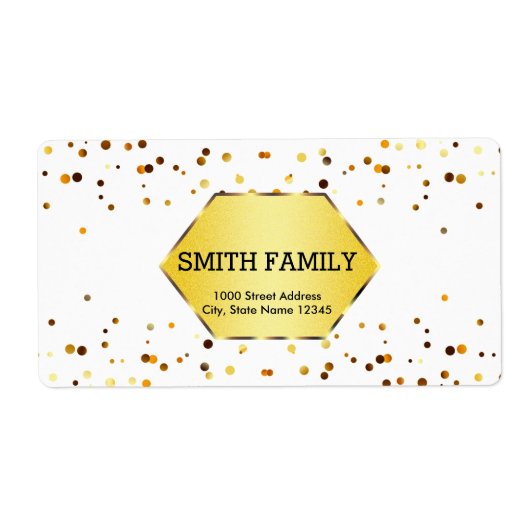 Wit en Goud Glitter Faux Badge Gepersonaliseerd Etiket (Voorkant)