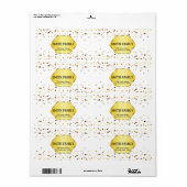 Wit en Goud Glitter Faux Badge Gepersonaliseerd Etiket (Full Sheet)