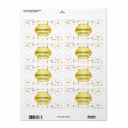 Wit en Goud Glitter Faux Badge Gepersonaliseerd Etiket (Full Sheet)