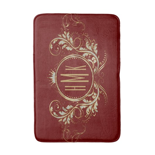 Wit en Goud Glitter Girly Bloemen Lijst Badmat (Voorkant Verticaal)