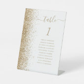 Wit en Goud Glitter Trouwtafel Nummer Reclamebord Met Voetstuk (Voorkant)