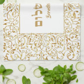 Wit en Goud Joods Gift Hebreeuws Shabbat Shalom Theedoek (Gevouwen)