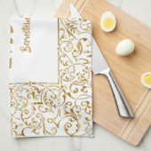 Wit en Goud Joods Gift Hebreeuws Shabbat Shalom Theedoek (Quarter Fold)