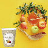 Wit en Goud Joodse Vakantie Rosh Hashanah Papieren Bekers
