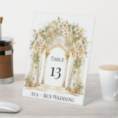 Wit en Goud Kerk Trouwtafel Nummer Reclamebord Met Voetstuk (Insitu)