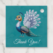 Wit en Goud Kleurrijk Pauw Baby shower Bedankjes Labels (Achterkant)