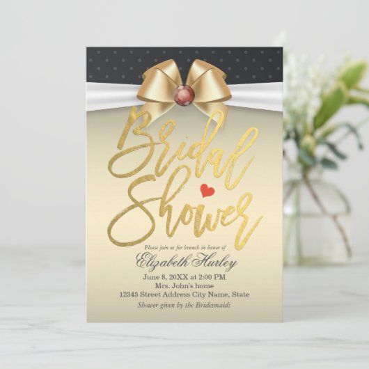 Wit en goud lint met rood diamant Vrijgezellenfees Kaart (Staand voorkant)