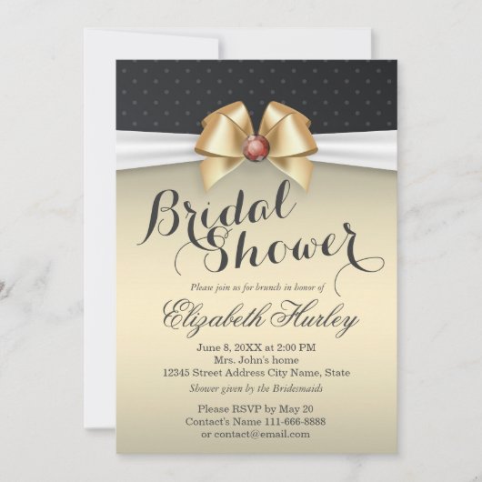 Wit en goud lint met rood diamant Vrijgezellenfees Kaart (Voorkant)