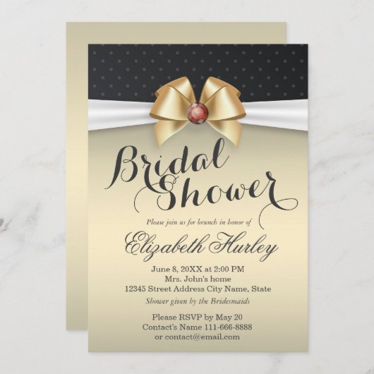 Wit en goud lint met rood diamant Vrijgezellenfees Kaart (Voorkant / Achterkant)