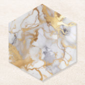 Wit en goud luxe marmer effect kartonnen onderzetters (Voorkant)