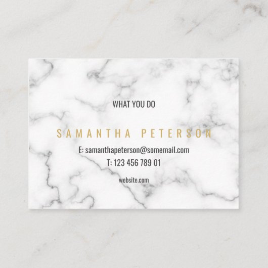 Wit en goud luxe marmeren effect visitekaartje (Achterkant)
