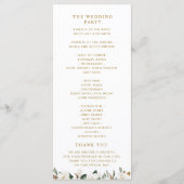 wit en goud magnolia floral bruiloft programma programmakaart (Achterkant)